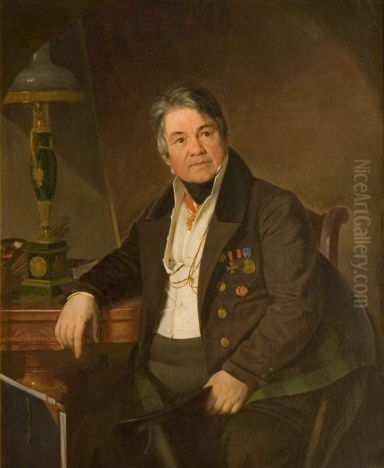 Portrait of painter Alexey Egorovich Egorov (1776-1851) Oil Painting by Aleksey Vasilyev