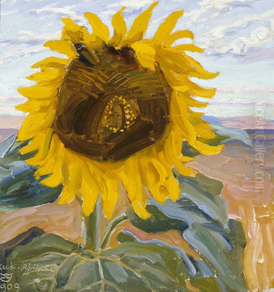 Sunflower at the Nairobi Savannah Oil Painting by Akseli Gallen-Kallela