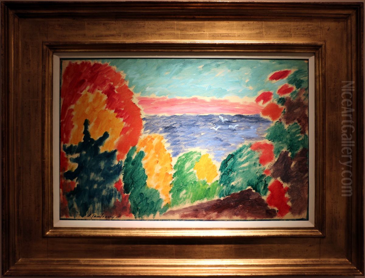 Landscape at Lake Geneva Oil Painting by Alexei Jawlensky