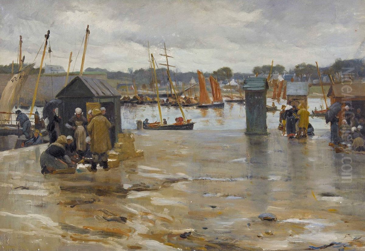 The port of Concarneau Oil Painting by Alfred Guillou