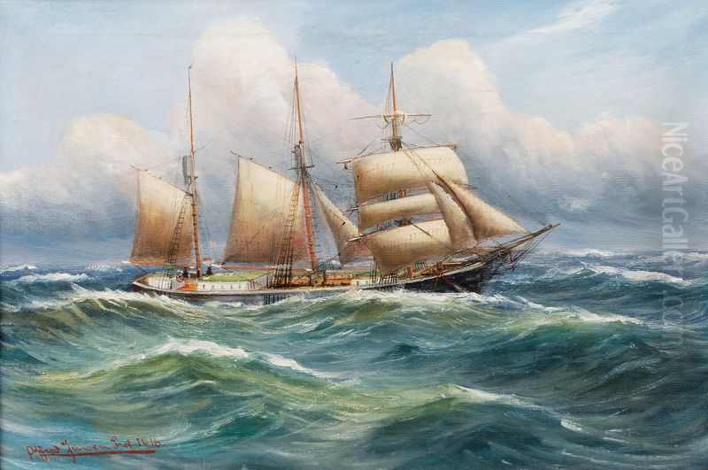 Dreimaster Oil Painting by Alfred Jensen