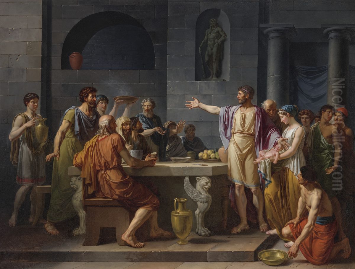 La Magnanimite de Lycurgue (The Magnanimity of Lycurgus) Oil Painting by Jean-Jacques-Francois Le Barbier