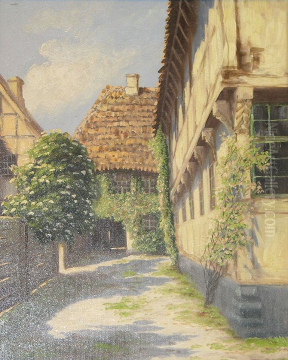 Clausens Gaard Ribe, Denmark. Oil Painting by Alfred Jensen