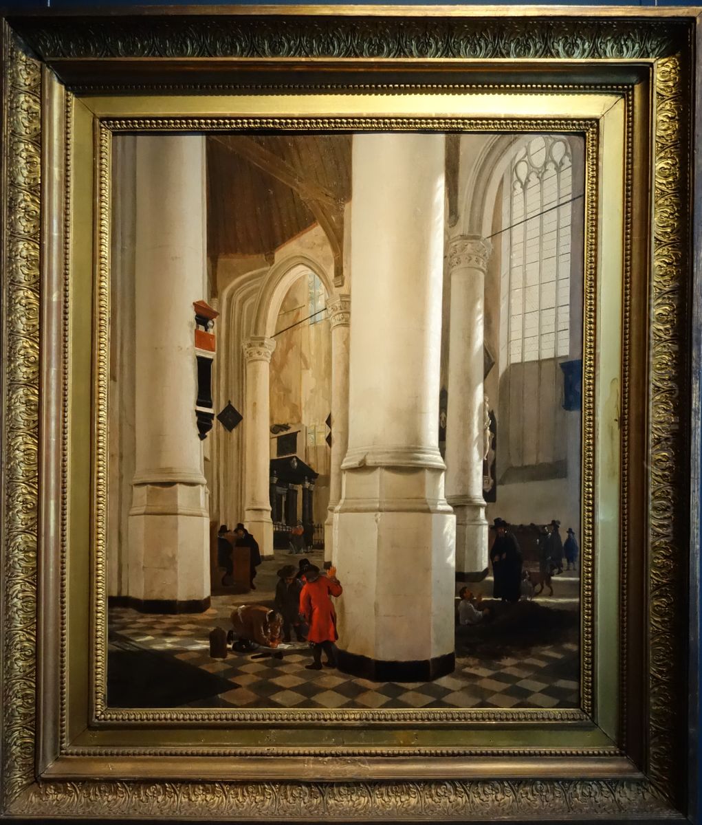 Interior of the Oude Kerk in Delft with the tomb of Piet Hein Oil Painting by Gerard Houckgeest