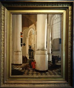 Interior of the Oude Kerk in Delft with the tomb of Piet Hein