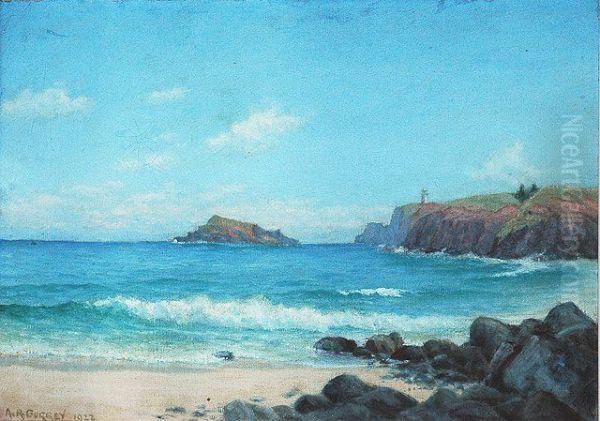 Kilauea Lighthouse and Moku'ae'ae Island, Kauai Oil Painting by Alfred Richard Gurrey, Sr.