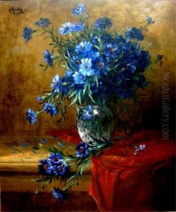 Cornflowers in a Glass Vase