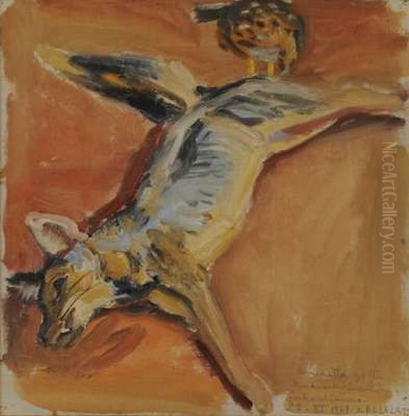Ensimmainen sakaali Oil Painting by Akseli Valdemar Gallen-Kallela