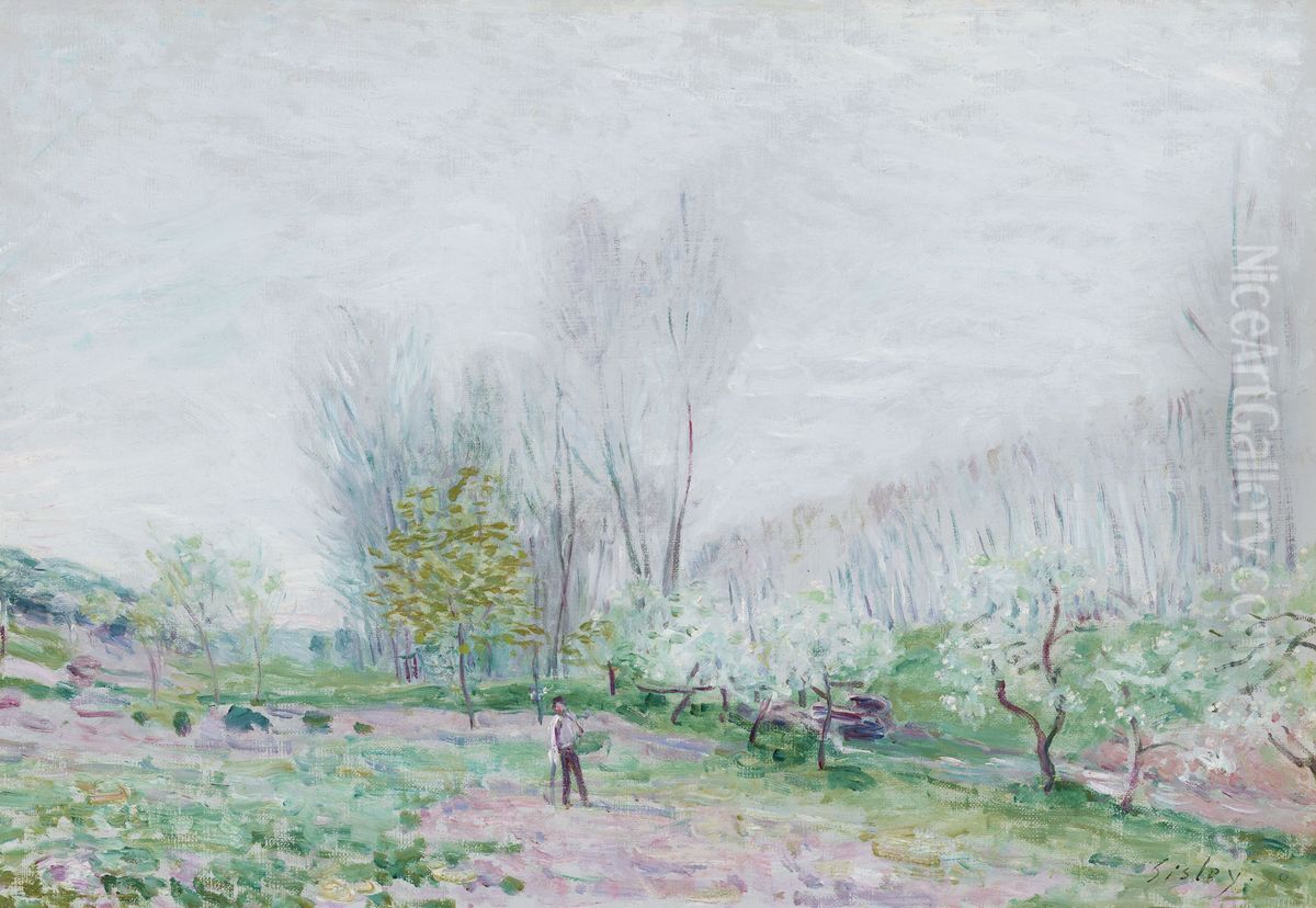 Paysage d'ete a Veneux Oil Painting by Alfred Sisley