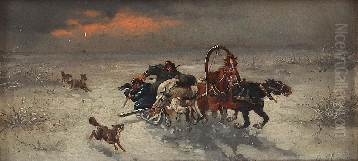 Fuchsjagd Oil Painting by Alfred Steinacker