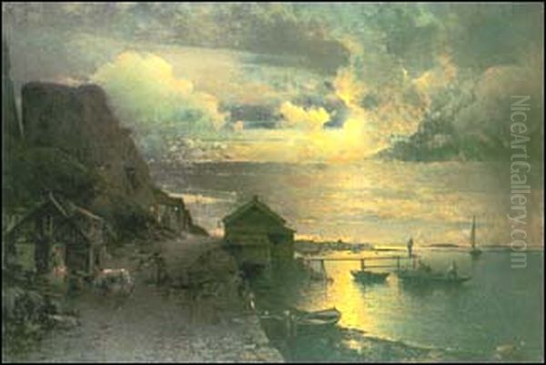 Fjallbacka i mansken Oil Painting by Alfred Wahlberg