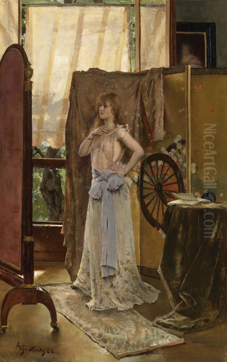 L'Etude du Role Oil Painting by Alfred Stevens