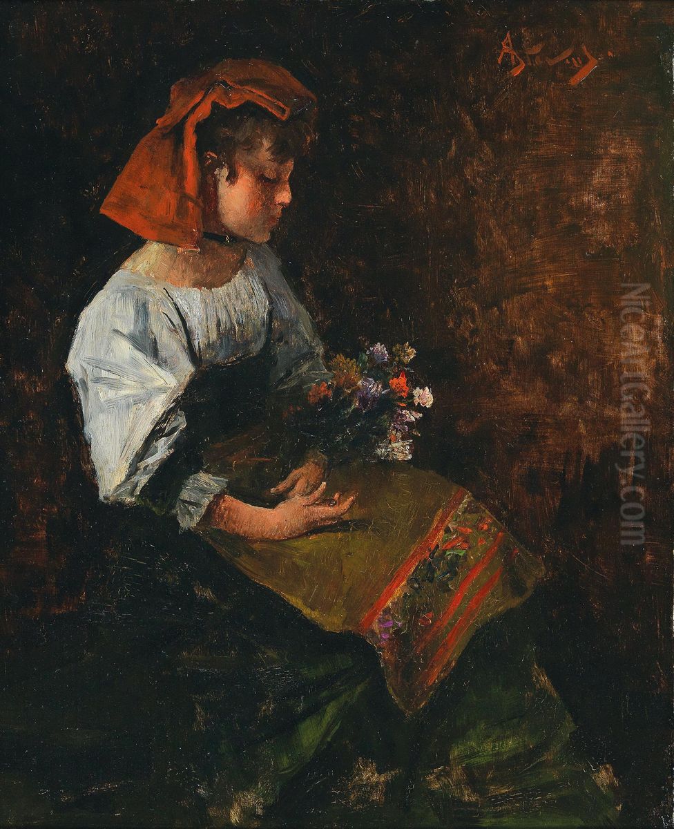 Young Italian woman Oil Painting by Alfred Stevens