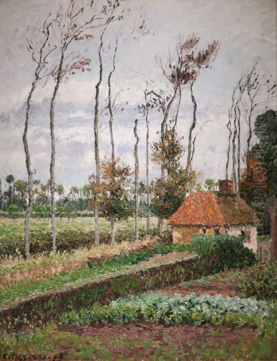 Le potager du manoir d'Ango, Varangeville, temps gris Oil Painting by Camille Pissarro