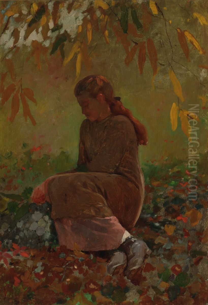 Girl Seated in a Garden Oil Painting by Winslow Homer
