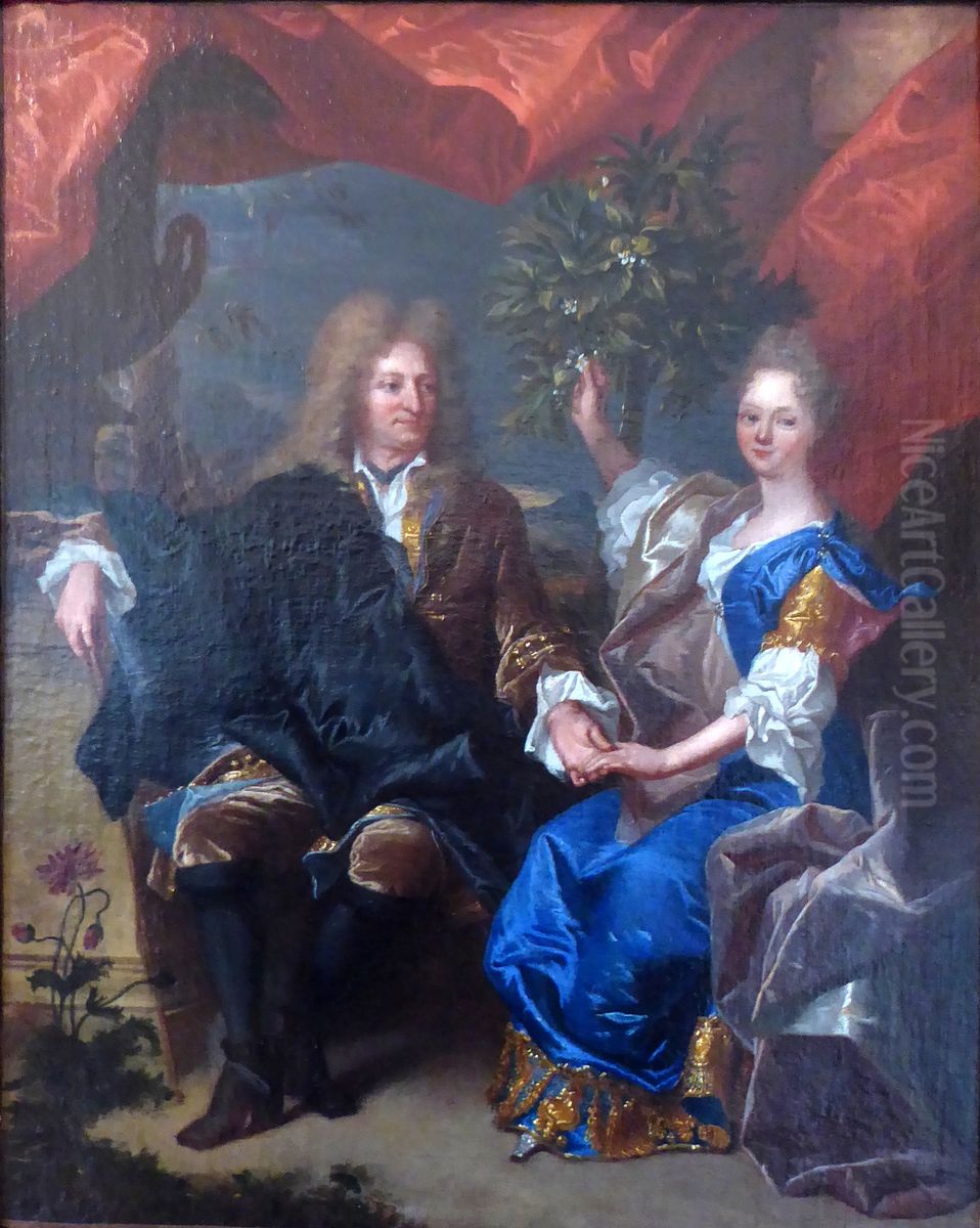 Count Jan-Andrzej Mortsztyn and his daughter Oil Painting by Hyacinthe Rigaud