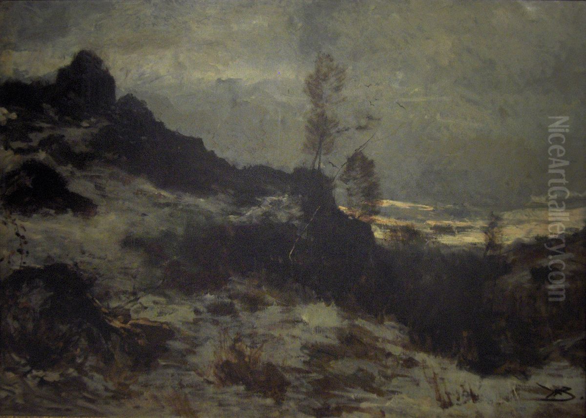 Dusk. Winter Oil Painting by Hippolyte Boulenger Dusk. Winter Oil Painting by Hippolyte Boulenger