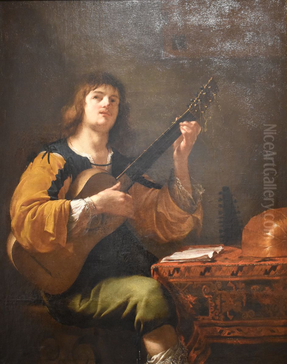 Joueur de guitare Oil Painting by Jean Daret