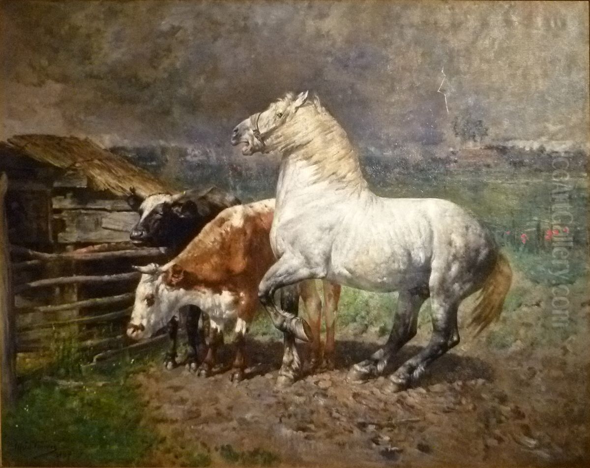 Thunderstorm Oil Painting by Alfred Verwee