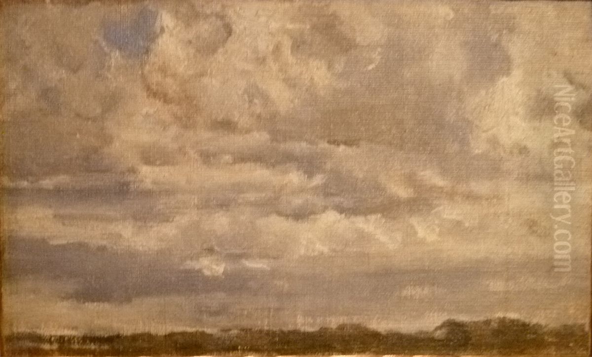 Before the storm (study) Oil Painting by Alfred Verwee