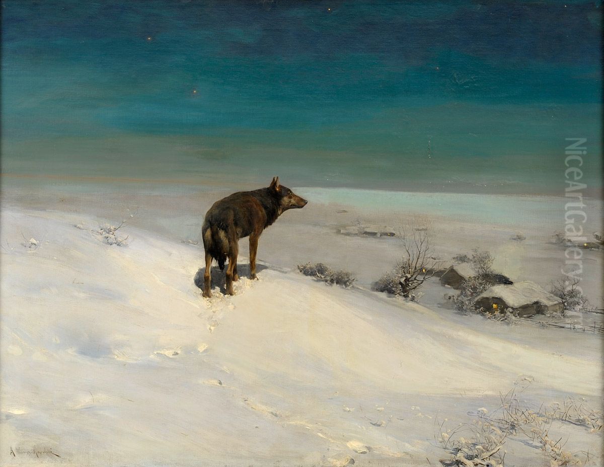 Der Wolf Oil Painting by Alfred Wierusz-Kowalski