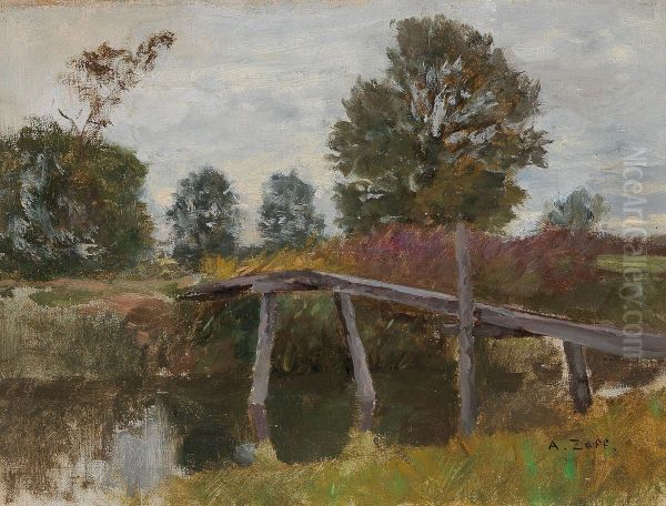 Alter Steg in Langenpreising Oil Painting by Alfred Zoff