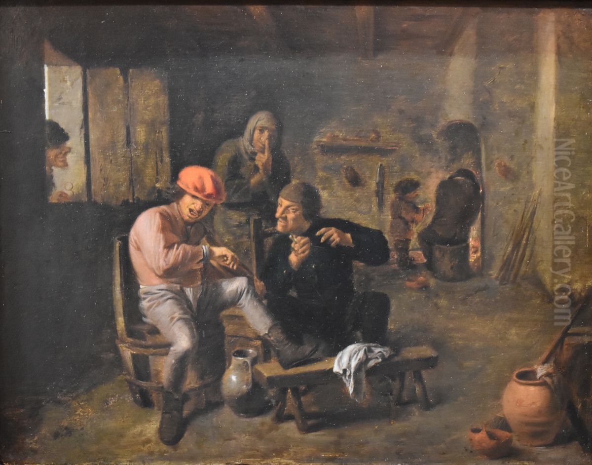 Paysans ecoutant un violoniste Oil Painting by Adriaen Brouwer