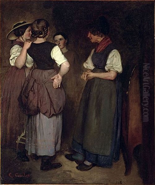 Les Trois Soeurs de Courbet (Les Recits de la grand-mere Salvan) Oil Painting by Gustave Courbet