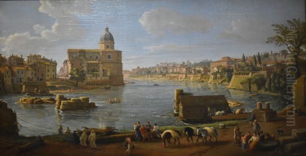 Vue de Rome avec Saint-Jean des Florentins Oil Painting by Gaspar van Wittel