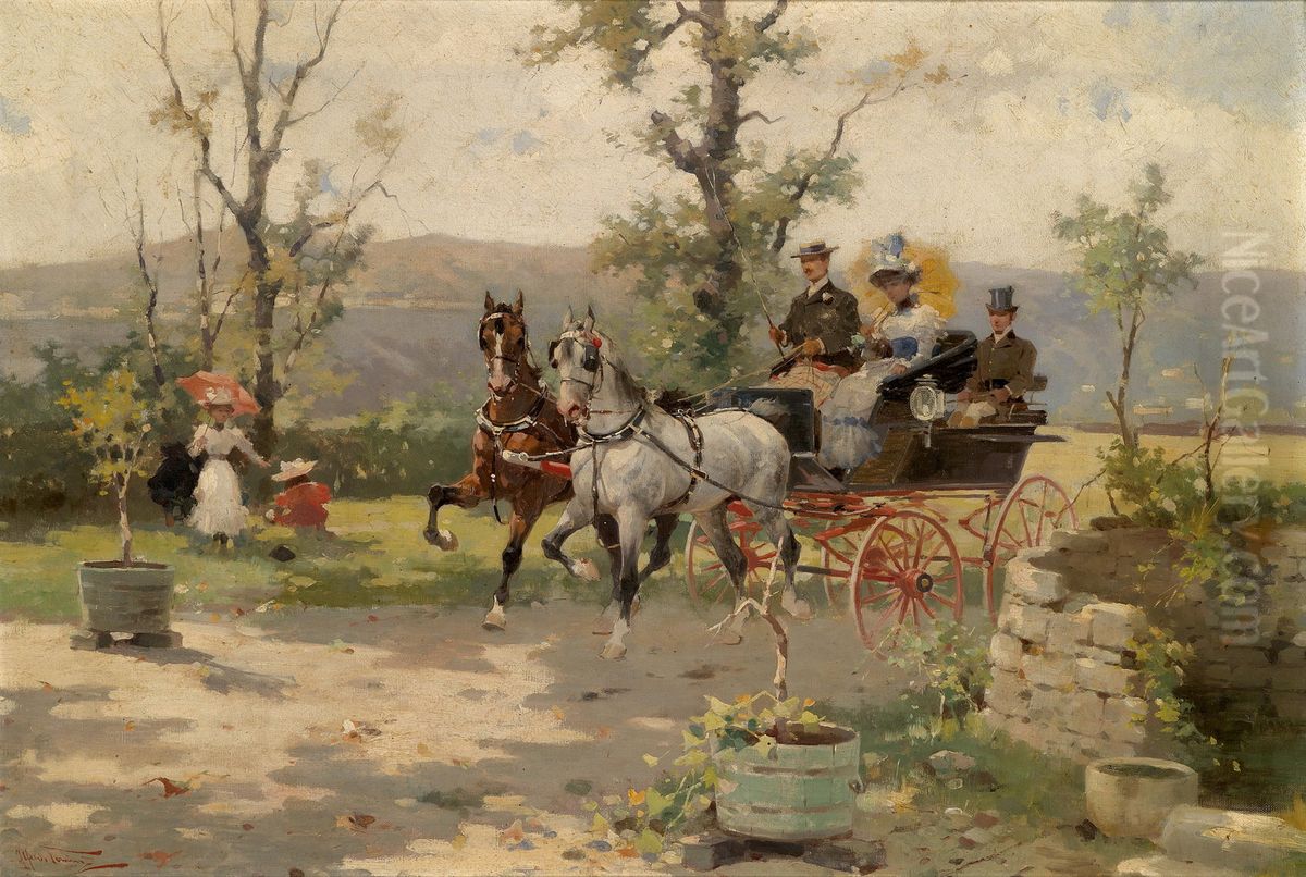 Excursion in the Park Oil Painting by Alfredo Tominz
