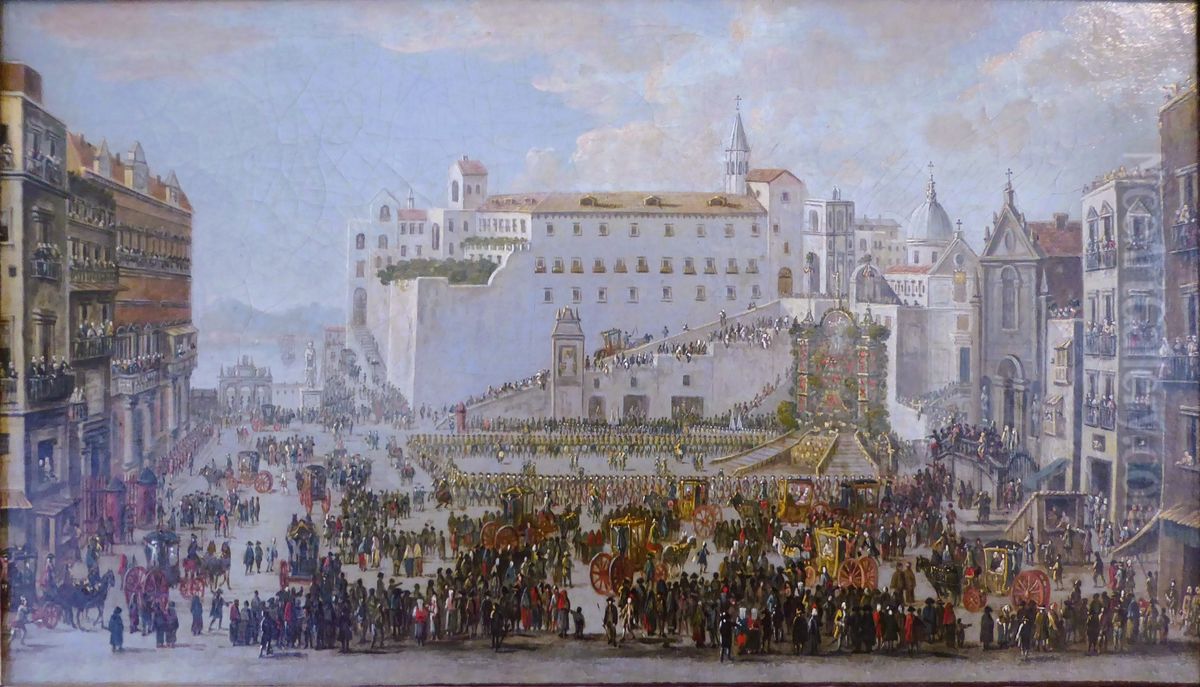 Procession of Corpus Christi in Naples Oil Painting by Antonio Joli