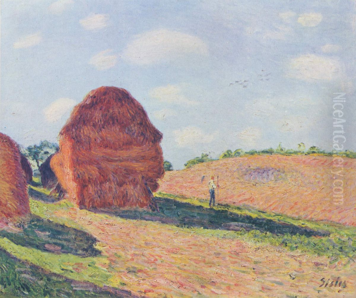 Die Strohmieten Oil Painting by Alfred Sisley