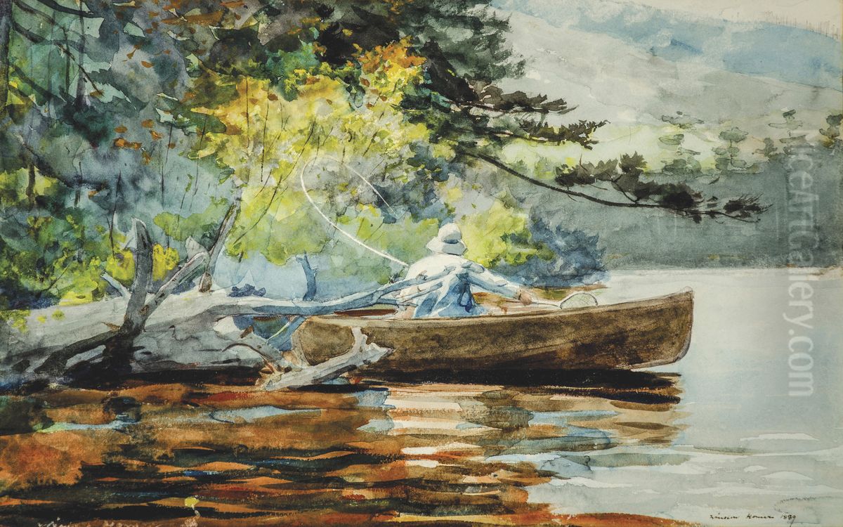 A Good One, Adirondacks Oil Painting by Winslow Homer