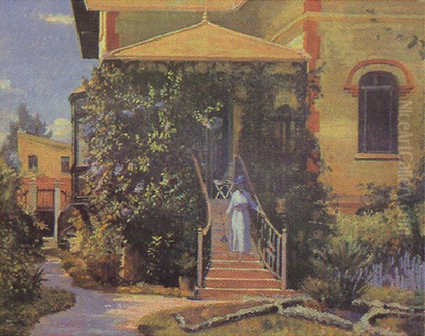 Laforge family's house Oil Painting by Alfredo Andersen
