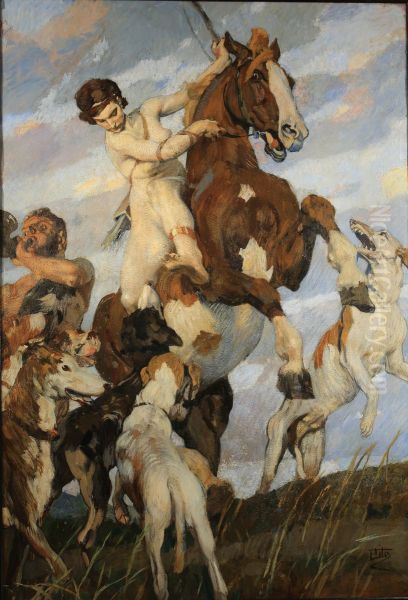 Diana cacciatrice Oil Painting by Ettore Tito
