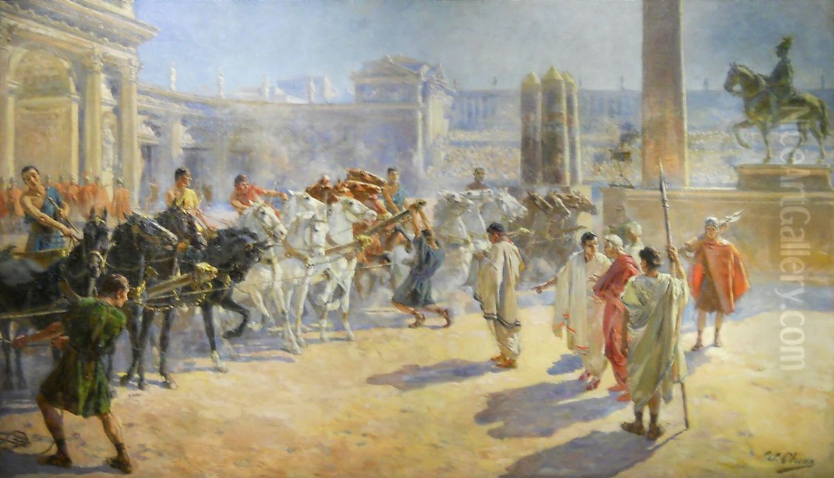 Alineacion para la carrera Oil Painting by Ulpiano Checa