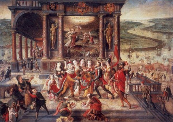Allegorie auf die Ubernahme von Antwerpen Oil Painting by Hans Vredeman de Vries