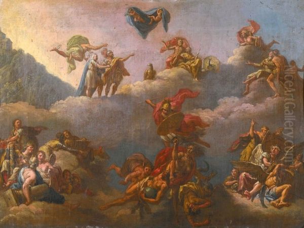 An Allegorical Scene of Russia Partaking in the Bounties of Civilization Oil Painting by Giuseppe Valeriani