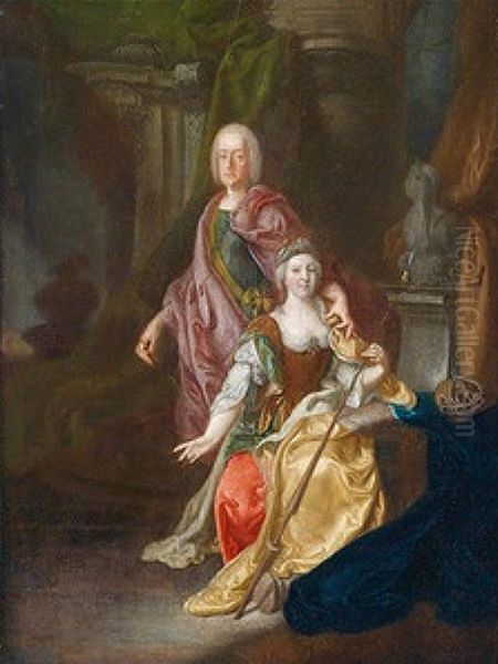 Allegorical portrait of Maria Theresa and Emperor Francis I Oil Painting by Unidentified painter