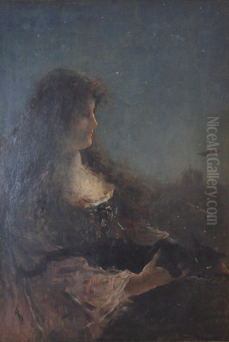 Allegory of the night Oil Painting by Alfred Stevens