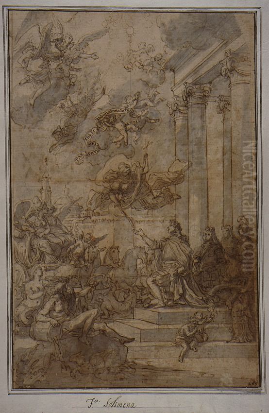 Allegory of the Entry of Charles Bourbon into Naples Oil Painting by Francesco Solimena