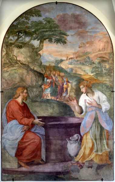 cristo e la samaritana al pozzo Oil Painting by Alessandro Allori
