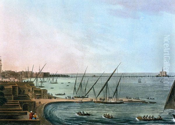 The City of Alexandria and the Lighthouse Oil Painting by Luigi Mayer