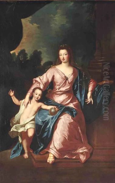 Portrait of Francoise Marie de Bourbon with her son Oil Painting by Pierre Gobert