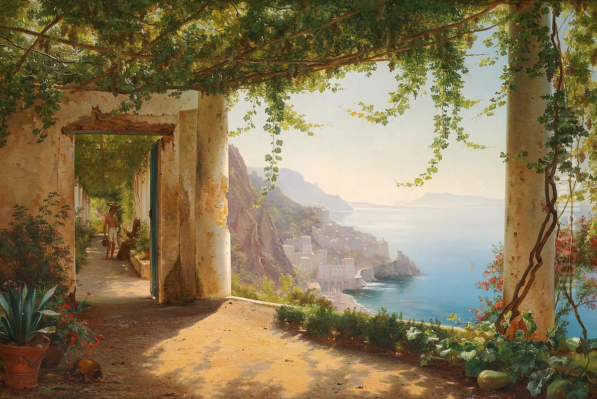 En Loggie fra Amalfi. Oil Painting by Carl Frederik Aagaard