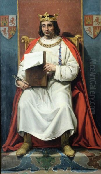 Alfonso X de Castilla Oil Painting by Jose Maria Rodriguez De Losada