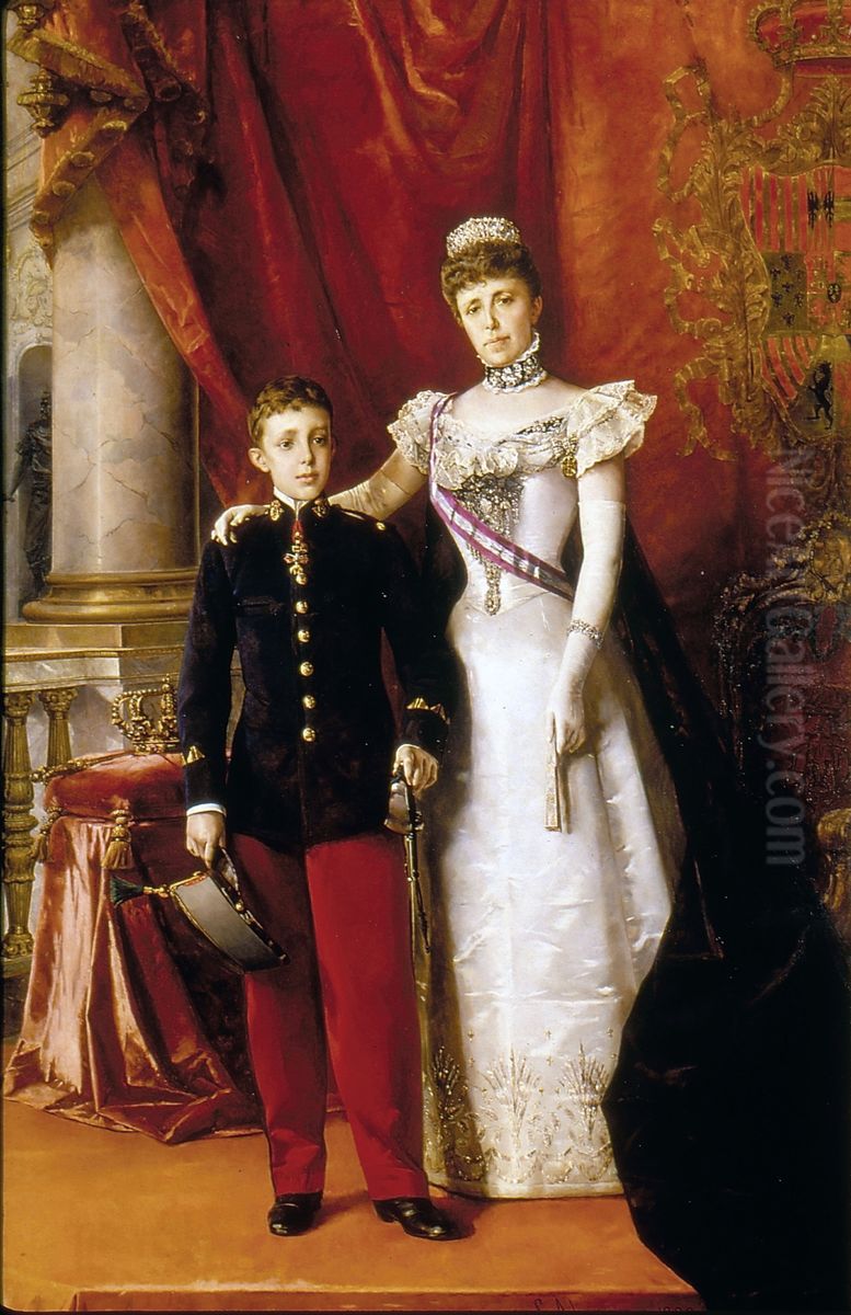 Alfonso XIII y dona Maria Cristina, reina regente Oil Painting by Luis Alvarez Catala