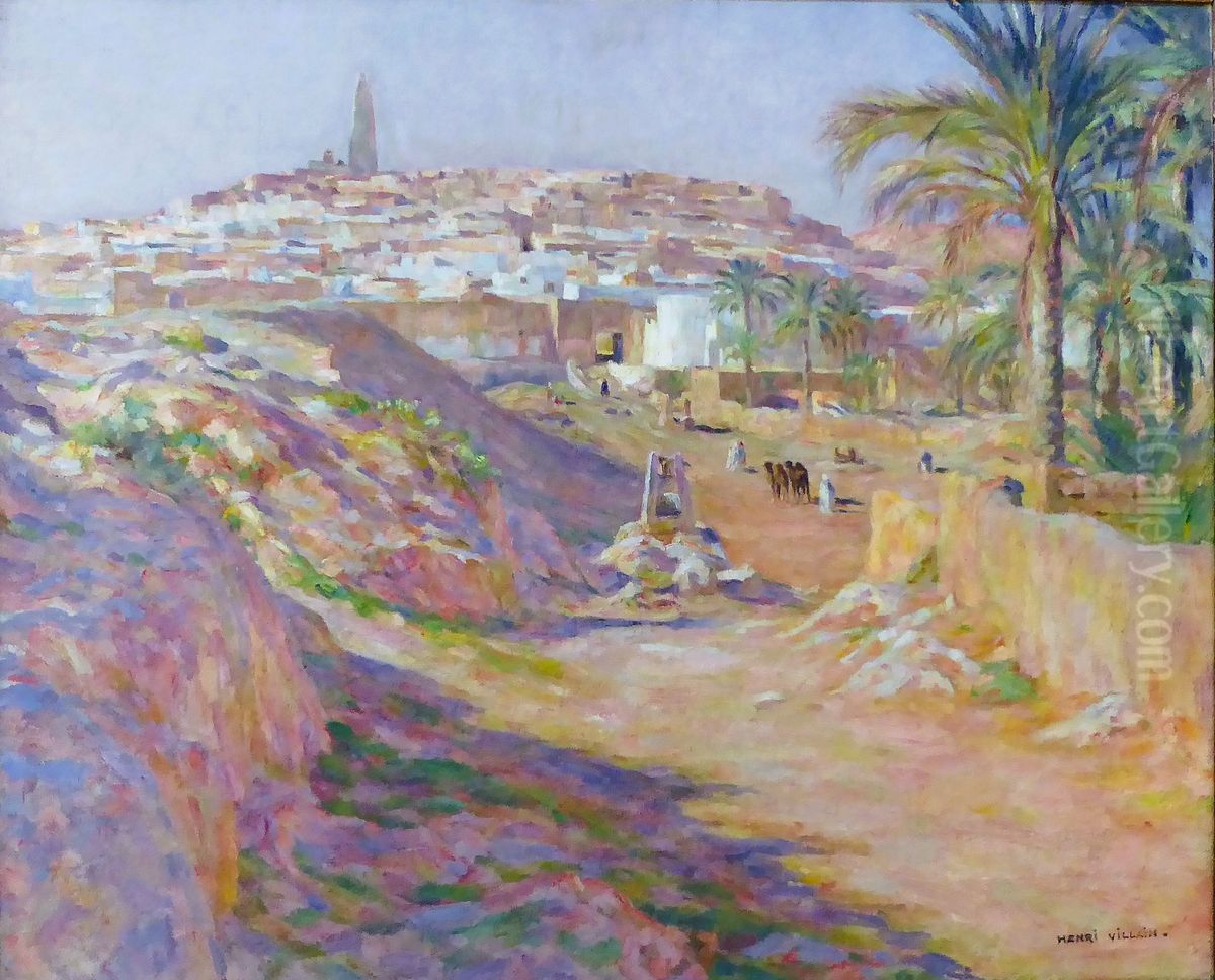 Vista di Ghardaia Oil Painting by Henri Villain