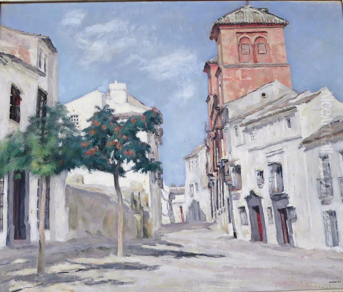 Espana, calle en Ronda Oil Painting by Henri Villain