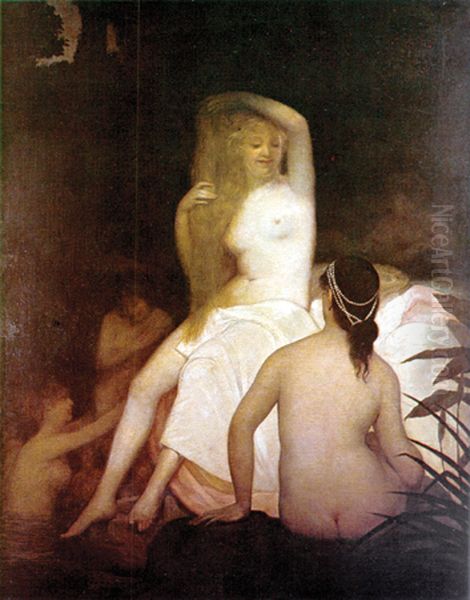 After the bath Oil Painting by Jose Ferraz De Almeida Junior